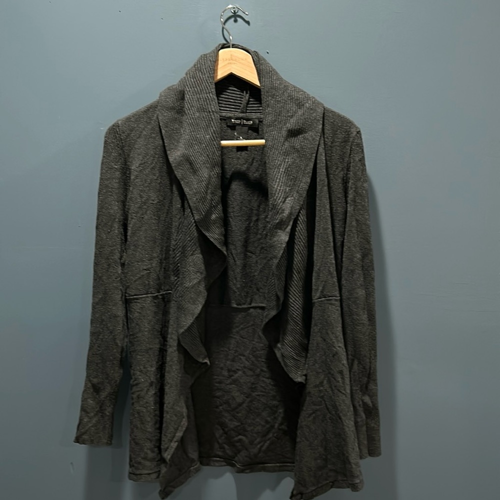 White House Black Market • Charcoal Grey Open Cardigan • Large